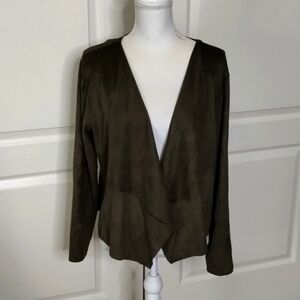 Umgee green suede feel open blazer/jacket size small long sleeve